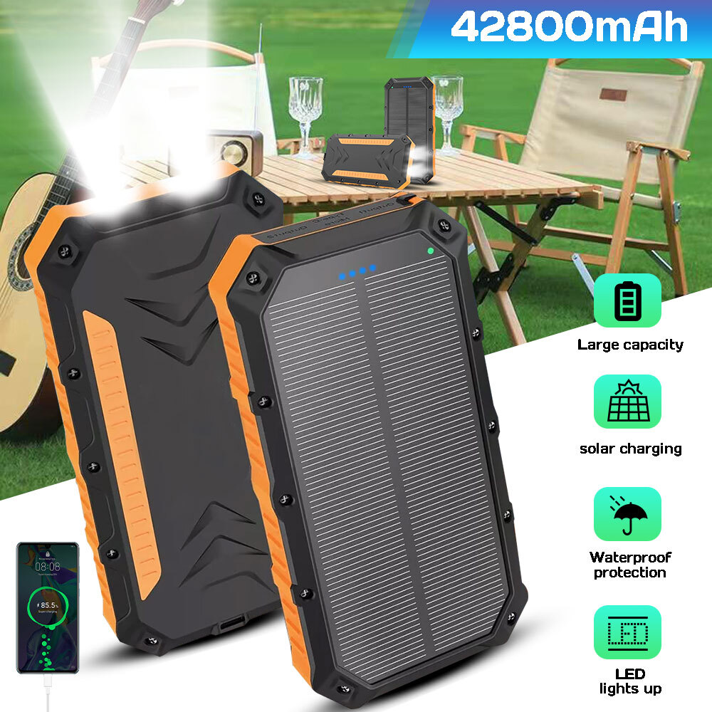Portable Solar Power Bank 42800 mAh Portable Solar Power Bank Fast Phone Charger