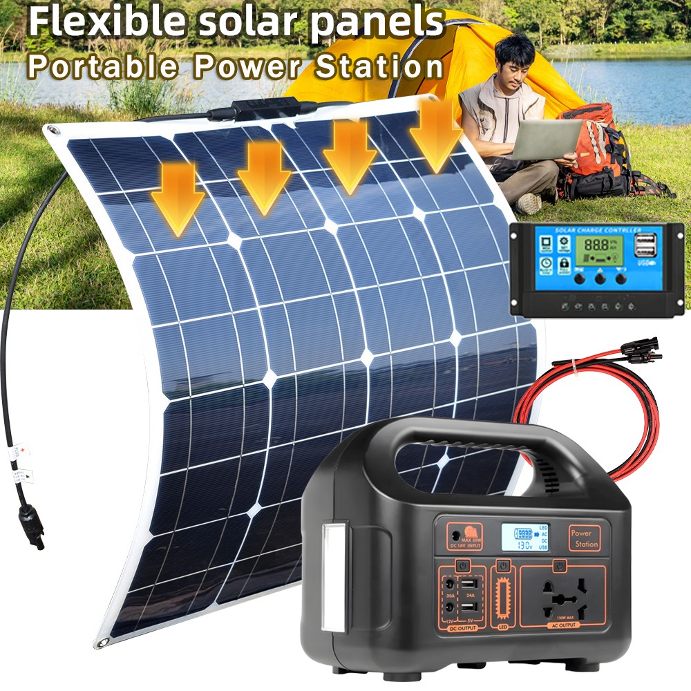 Solar Power Kit with 150W Inverter Generator RV Battery Charger Off Grid System