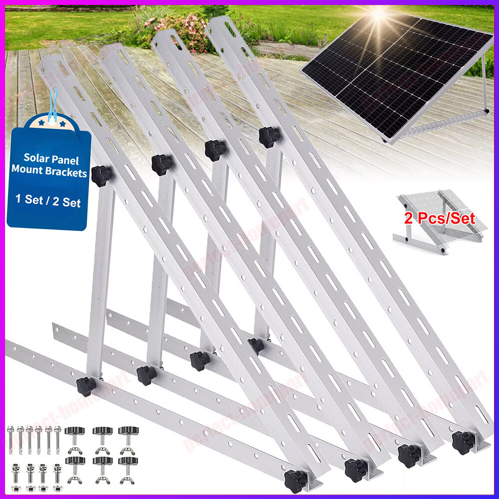 Solar Panel RV Tilt Mount Brackets Kit System Roof Flat Surface Adjustable Frame