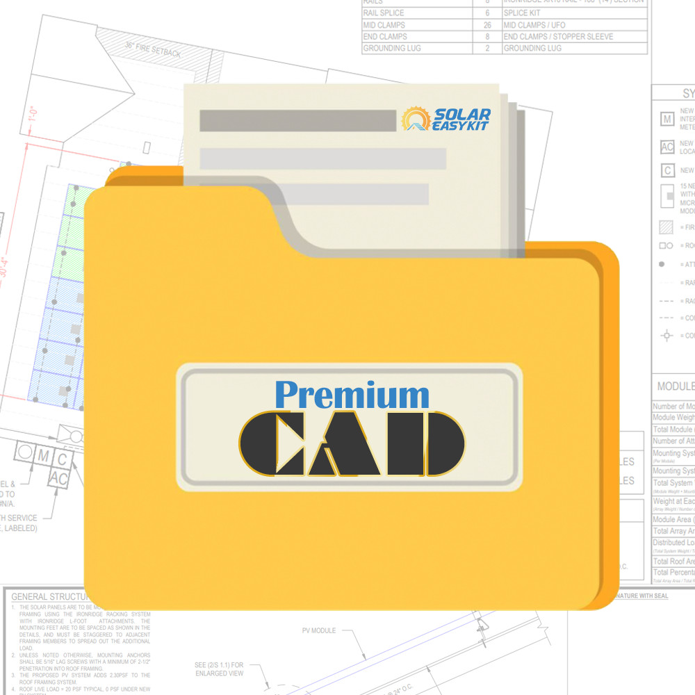 Solar Premium CAD Design Package for PV Permit with Engineering Review & Stamp