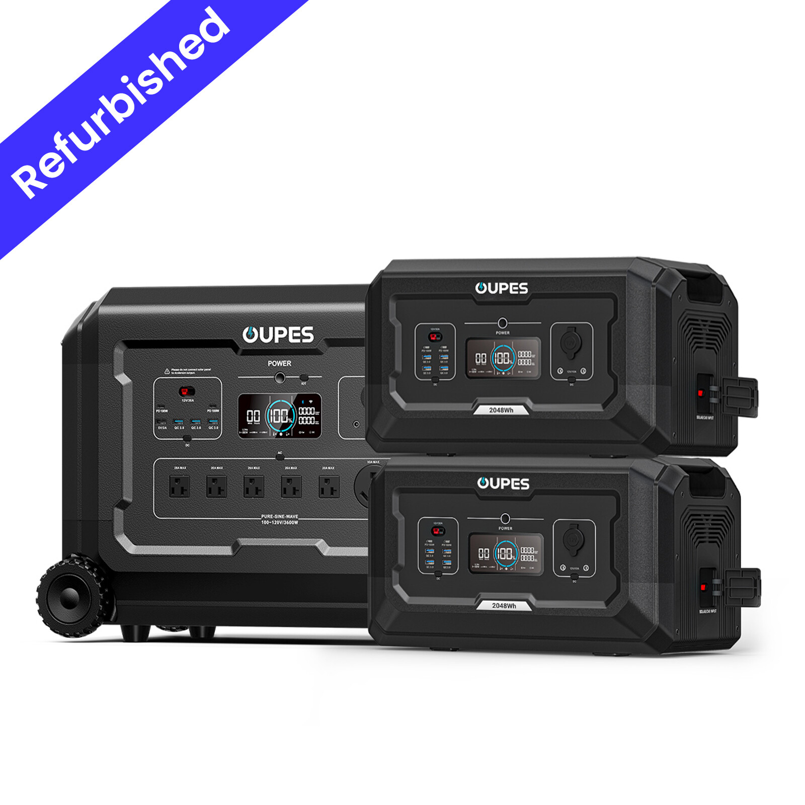 OUPES 7168Wh Mega 3 Power Station Kit+B2 Battery*2 Solar Generator Home Power