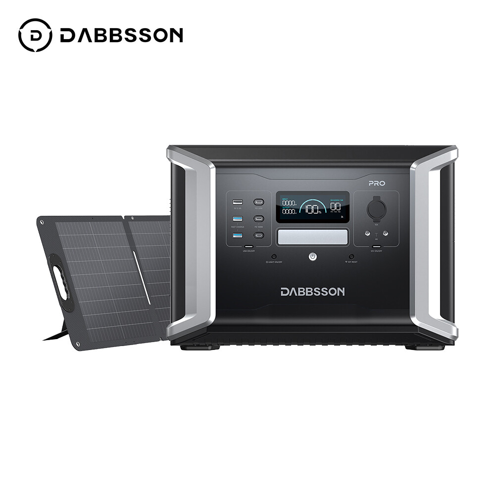 Dabbsson Power Station 1382Wh 2400W Solar Generator LiFePO4+120W Solar Panel