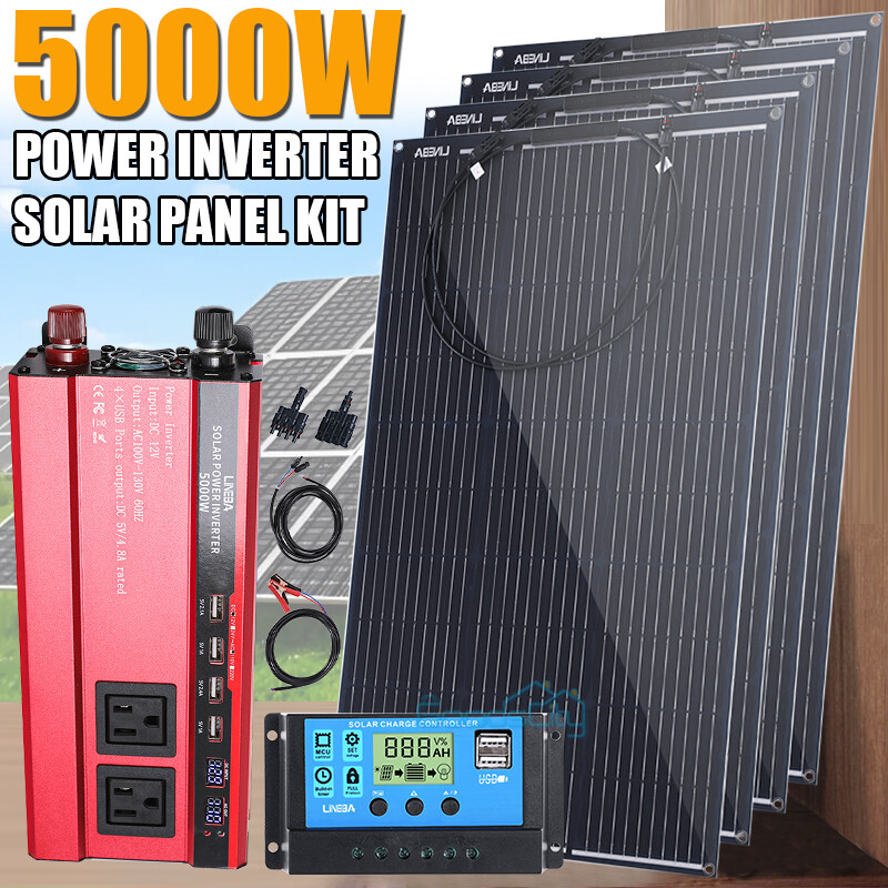 5000W Power Inverter 200W 400W Solar Panel Mono 12V PV for RV Home