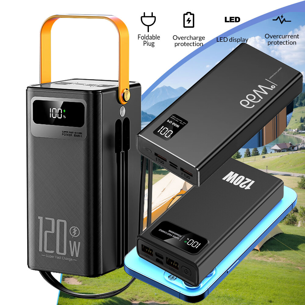 120W 70000mAh Power Bank Super Fast Charger Portable Mobile External Battery