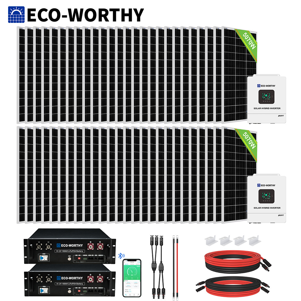 5KW 10KW 15KW Photovoltaic Solar System + 10-15Kwh Storage+ Split Phase Inverter