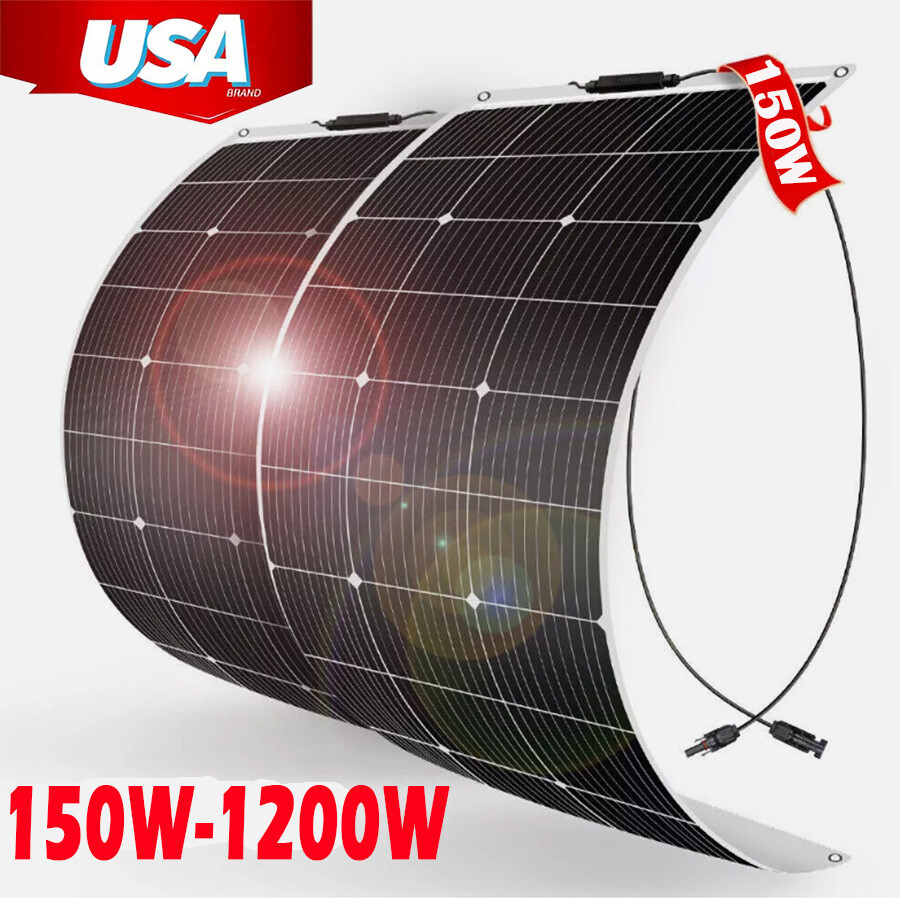 150W 300W 1200W Mono Semi-flexible Solar Panel Kit for RV/Car battery/Home NEW