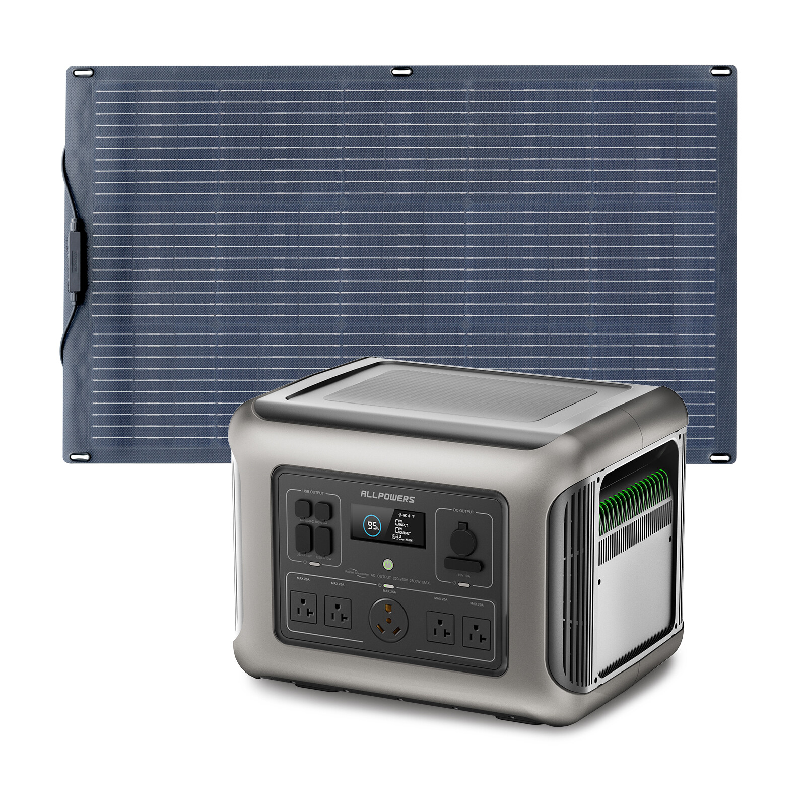ALLPOWERS 2500W Portable Power Station with 100W Flexible Solar Panel Mono