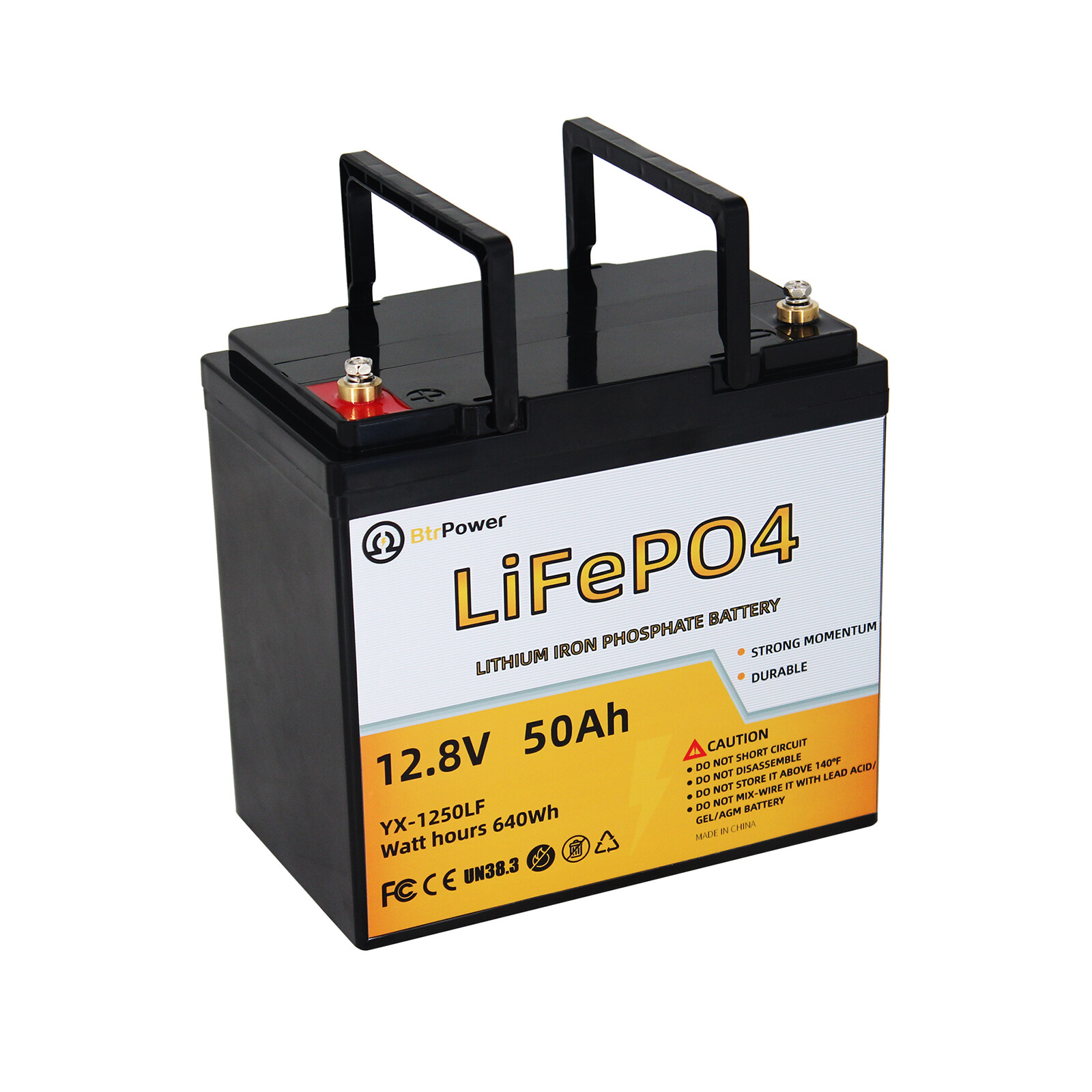 12V 50Ah LiFePO4 Lithium Iron Phosphate Battery for Deep RV Marine Solar System