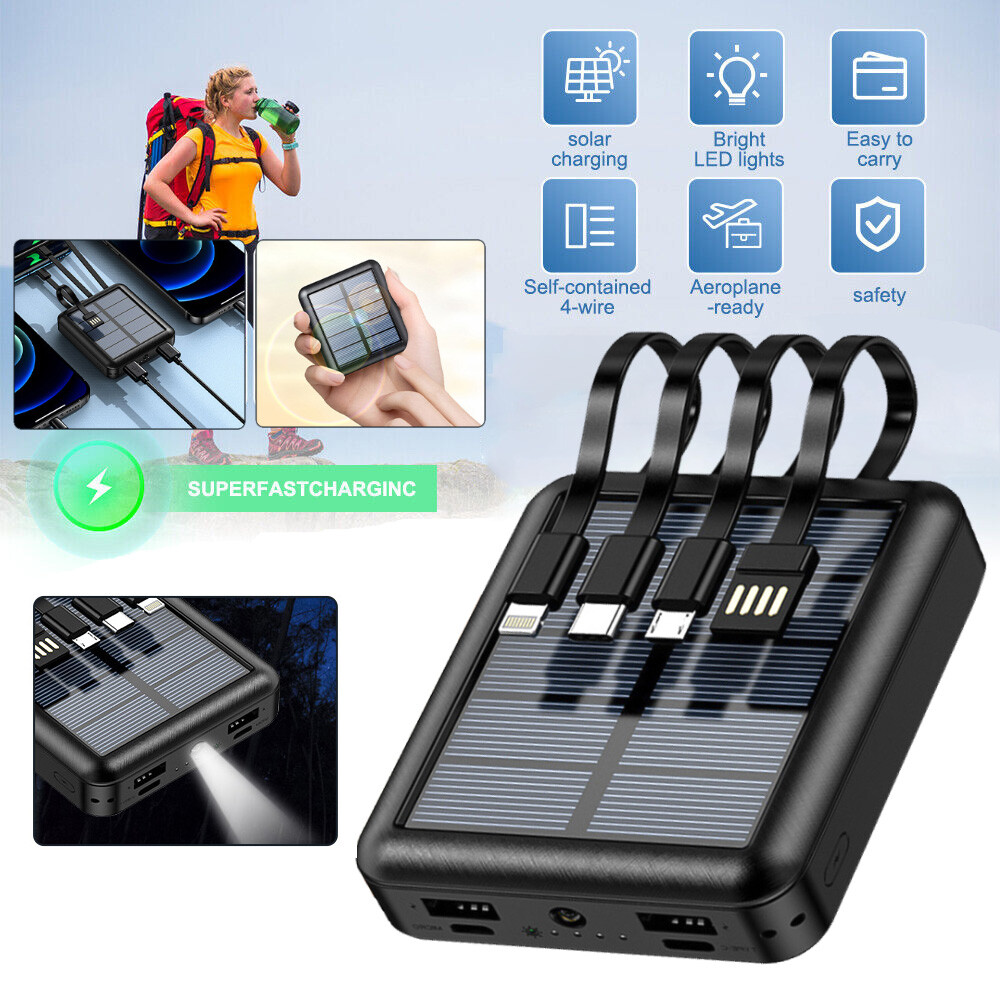 Super Solar Power Bank Charger 4 USB Portable Charger Power Bank For Cell Phone