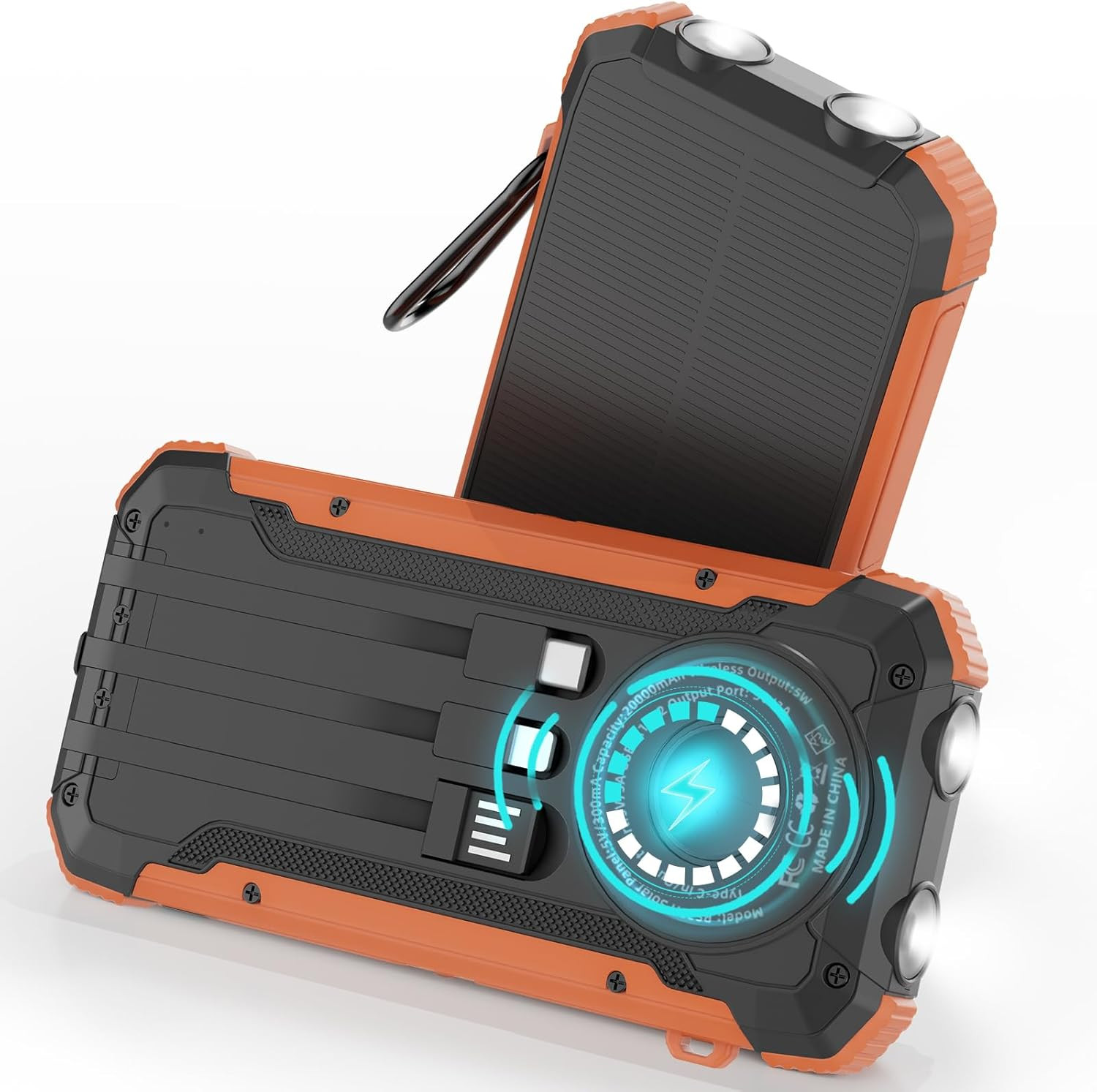 Solar Charger Power Bank 20000Mah, Portable Wireless Charger, 15W Fast Charging