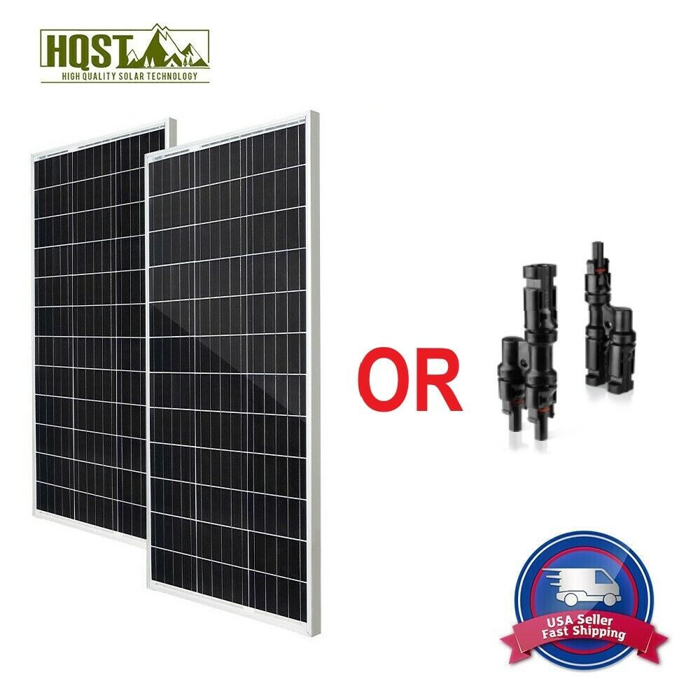 HQST Monocrystalline Solar Panel 2 Pack-100W 200W PV Power RV Boat Home Off Grid