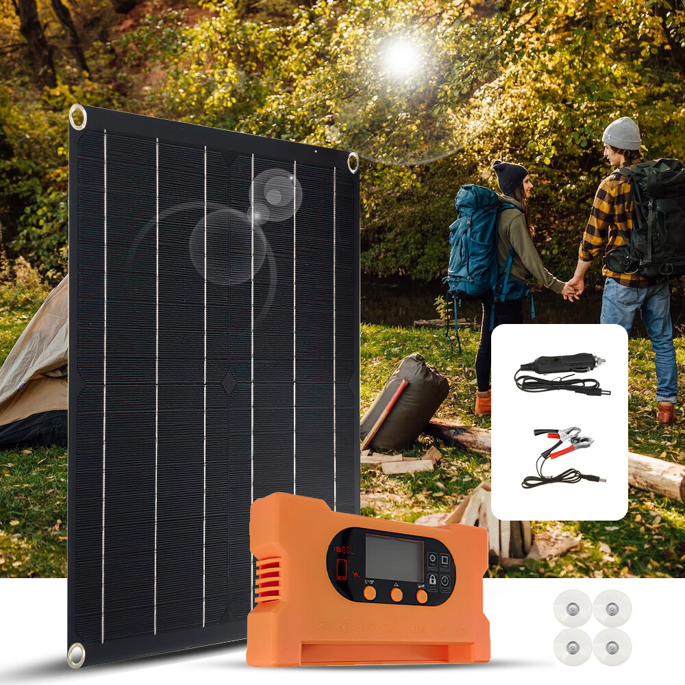 50Watts Solar Panel Kit 18V Battery Charger With 100A Controller Set Camping US