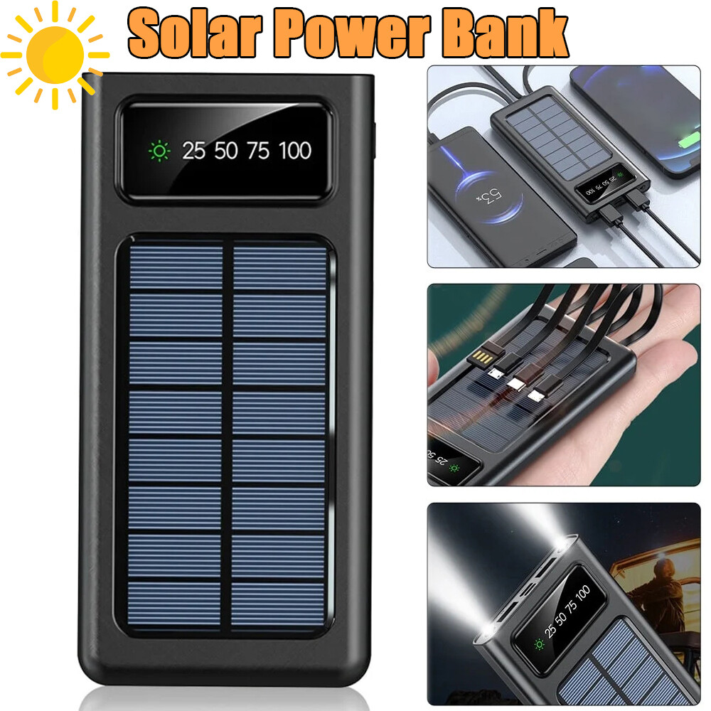 2025 Super 10000mAh LED Solar Power Bank 4 USB Portable Charger For Cell Phone