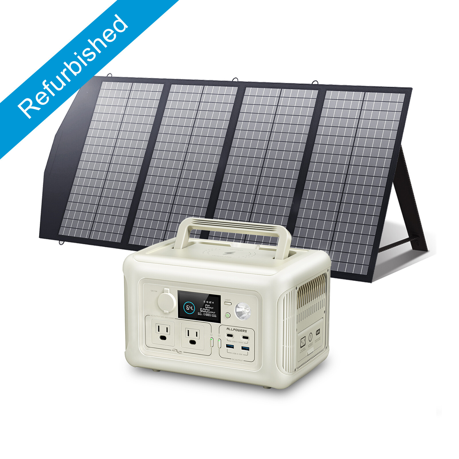 ALLPOWERS 299Wh 600W Portable Power Station &140W Solar Panel Charger For Camp