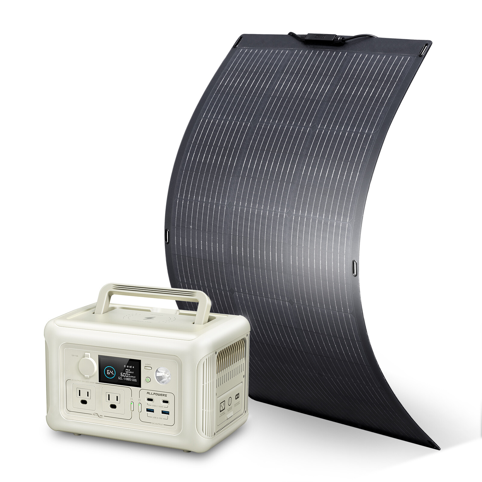 ALLPOWERS R600 Portable Solar Generator & 100W solar panel Charger For Camping
