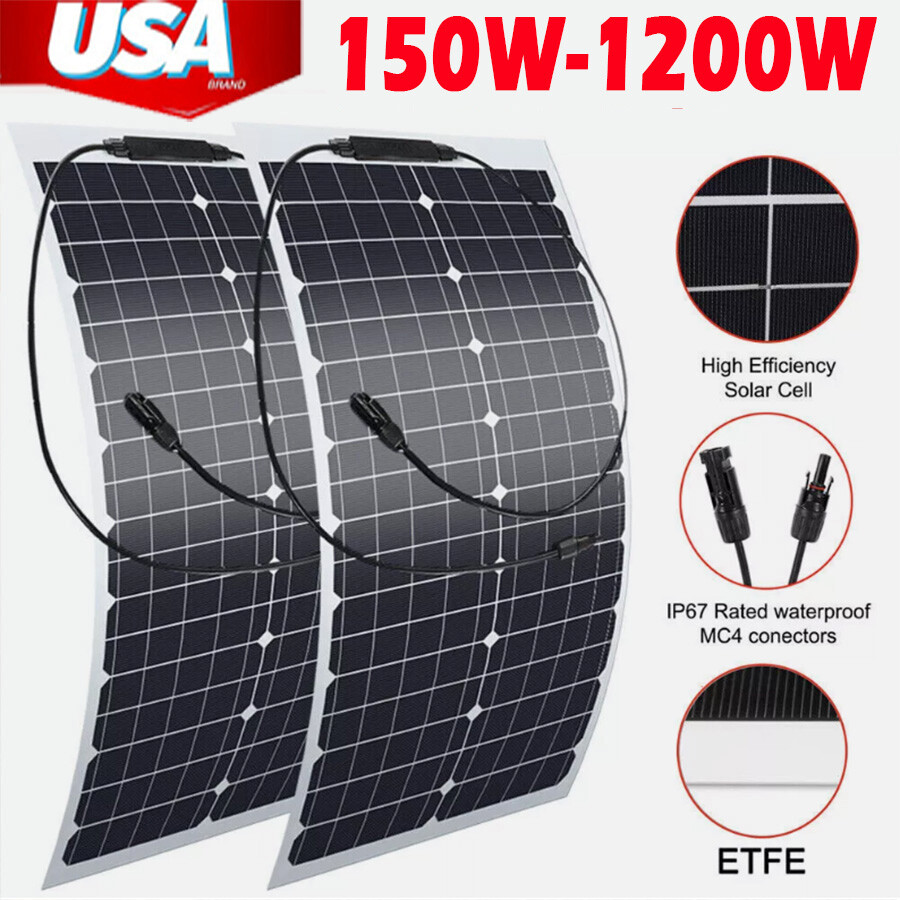 150W 600W 1200W Flexible Mono Solar Panel 12V Portable for RV Camping Home Boat
