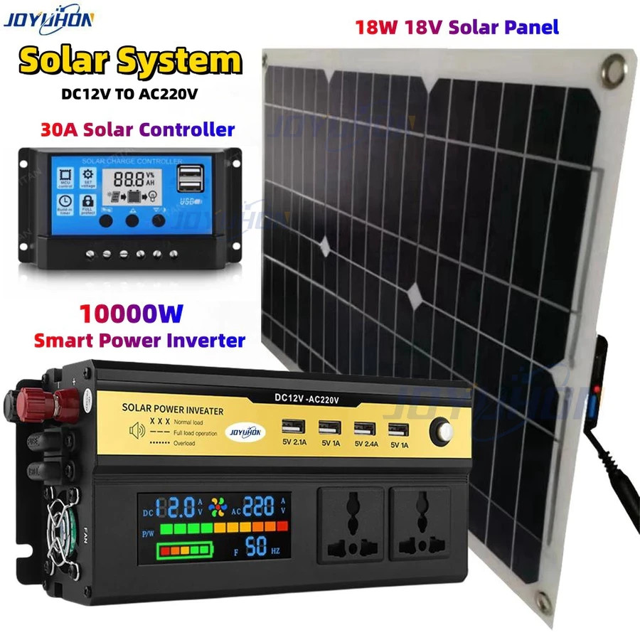 10000W Solar Panel Kit Power Inverter Solar Generator Home Off-Grid Solar System