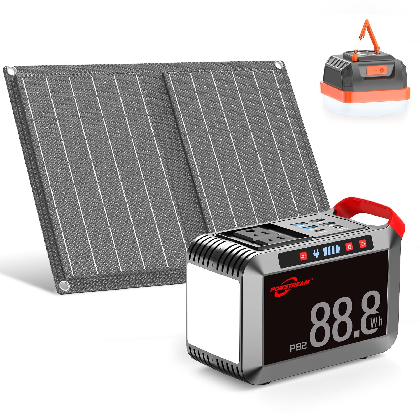 24000mAh Solar Generator with AC Outlet 120W Peak, 88.8Wh Portable Power Stat…