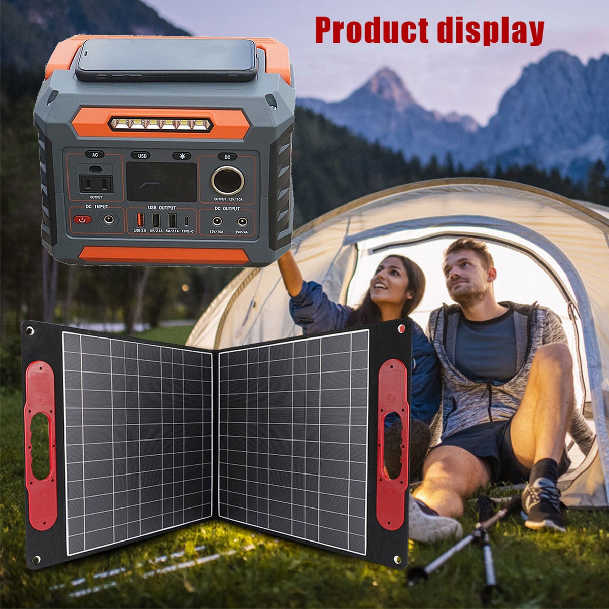 300W 288Wh Solar Generator/Portable Power Station w/200W Solar Panel Outdoor Use