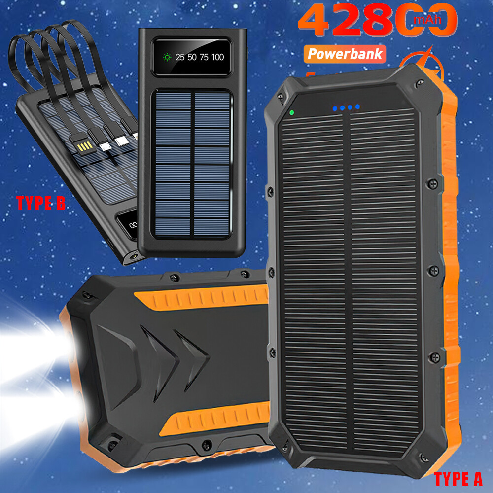 42800mAh Solar Charger Power Bank Portable PD 15W QC 3.0 Fast Wireless For Phone