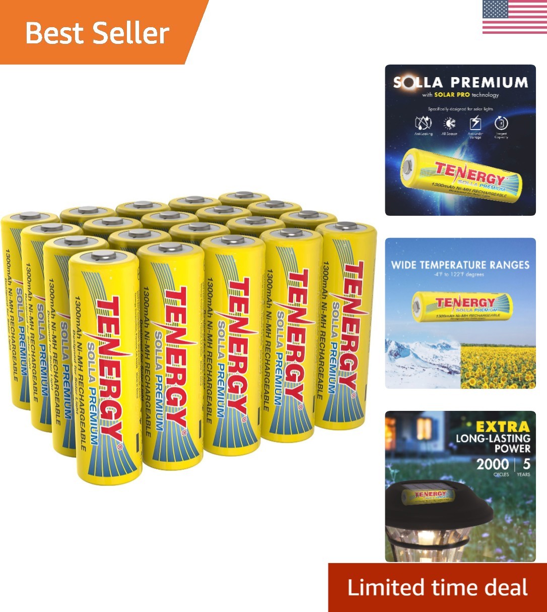 Long-Lasting Solla 20 Pack Rechargeable AA Batteries – Safety & Eco-Friendly