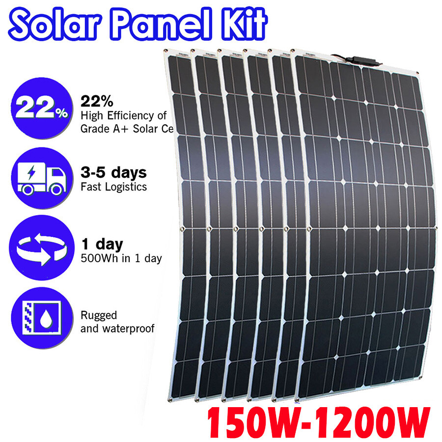 150-1200W Flexible Solar Panel 25.2% High Efficiency Technology Home/RV/Off-Grid