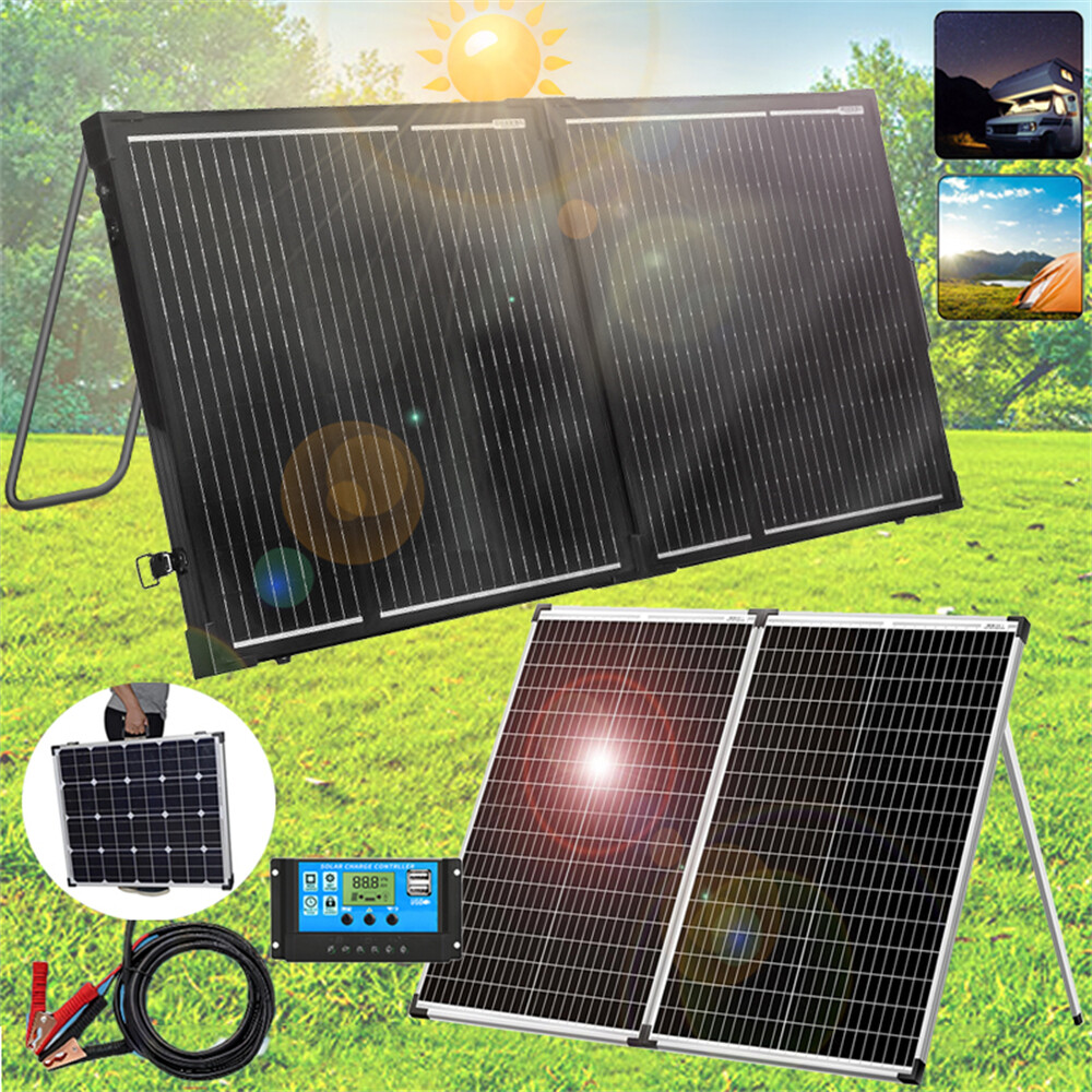 300W Aluminum Frame Solar Panel Suitcase Foldable w/Controller for Power Station