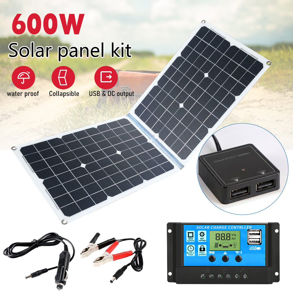 600W/400W/200W Solar Panel Kit 100A Battery Charger with Controller Caravan Boat