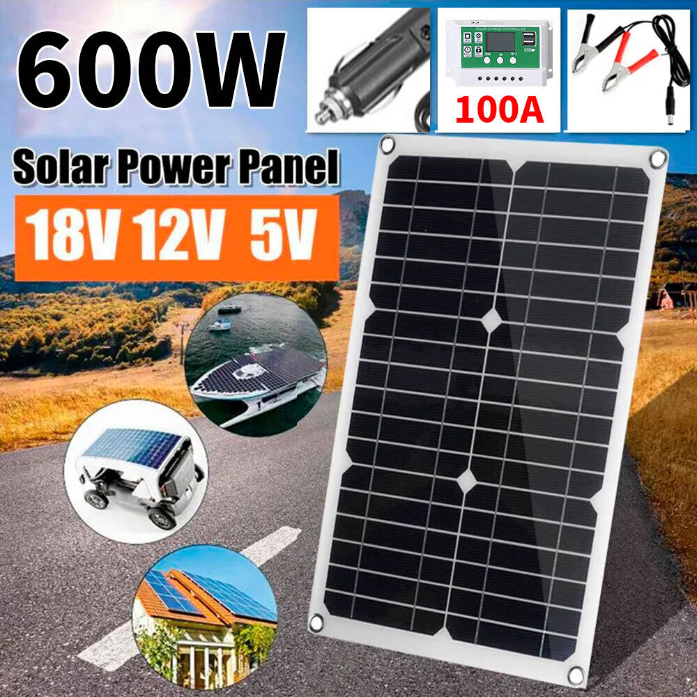 Ikafufen 600 Watts Solar Panel Kit Battery Charger with Controller Caravan Boat