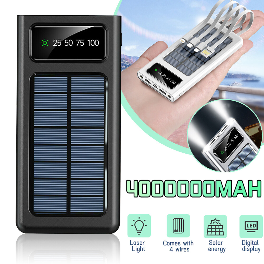 2025 Super 4000000mAh Solar Power Bank 4 USB Charger For Cell Phone Portable