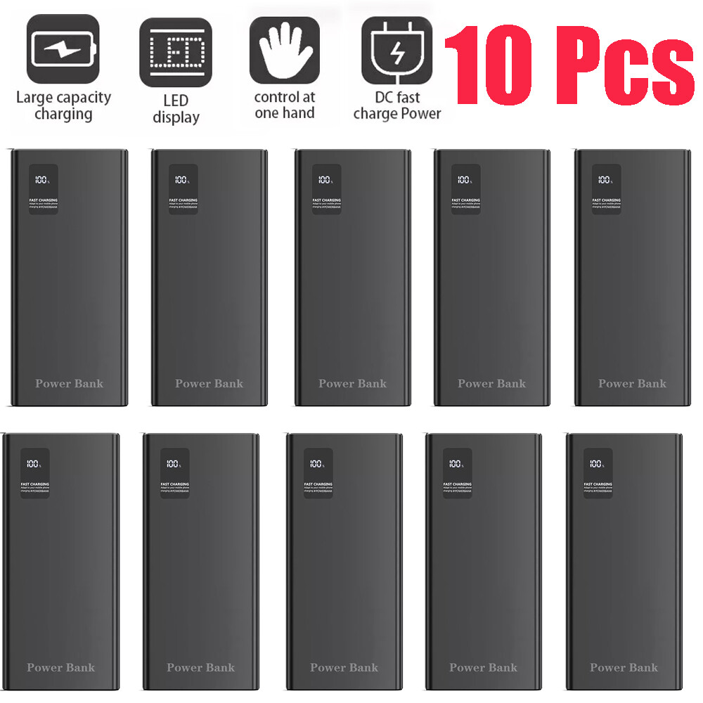 10Pcs Power Bank 90000mah Portable External Battery Backup Charger Fast Charging