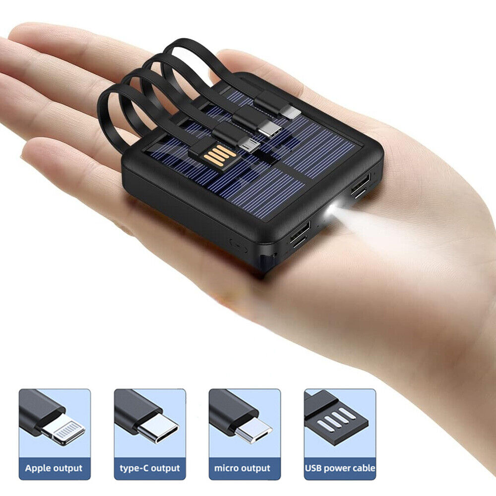 2024 Super 30000mAh USB Portable Charger Small Solar Power Bank for Cell Phone