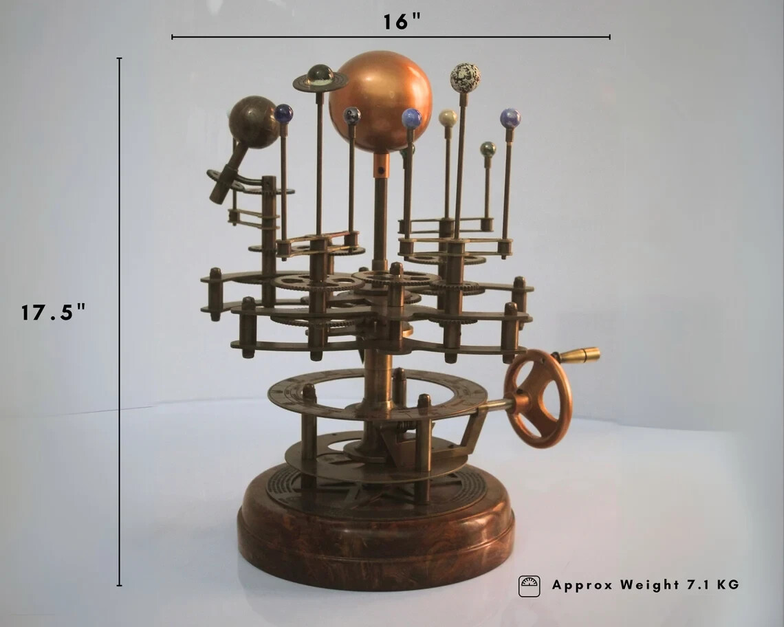 Antique Brass Orrery Solar System Model w/ Saturn – Functional Celestial Gift