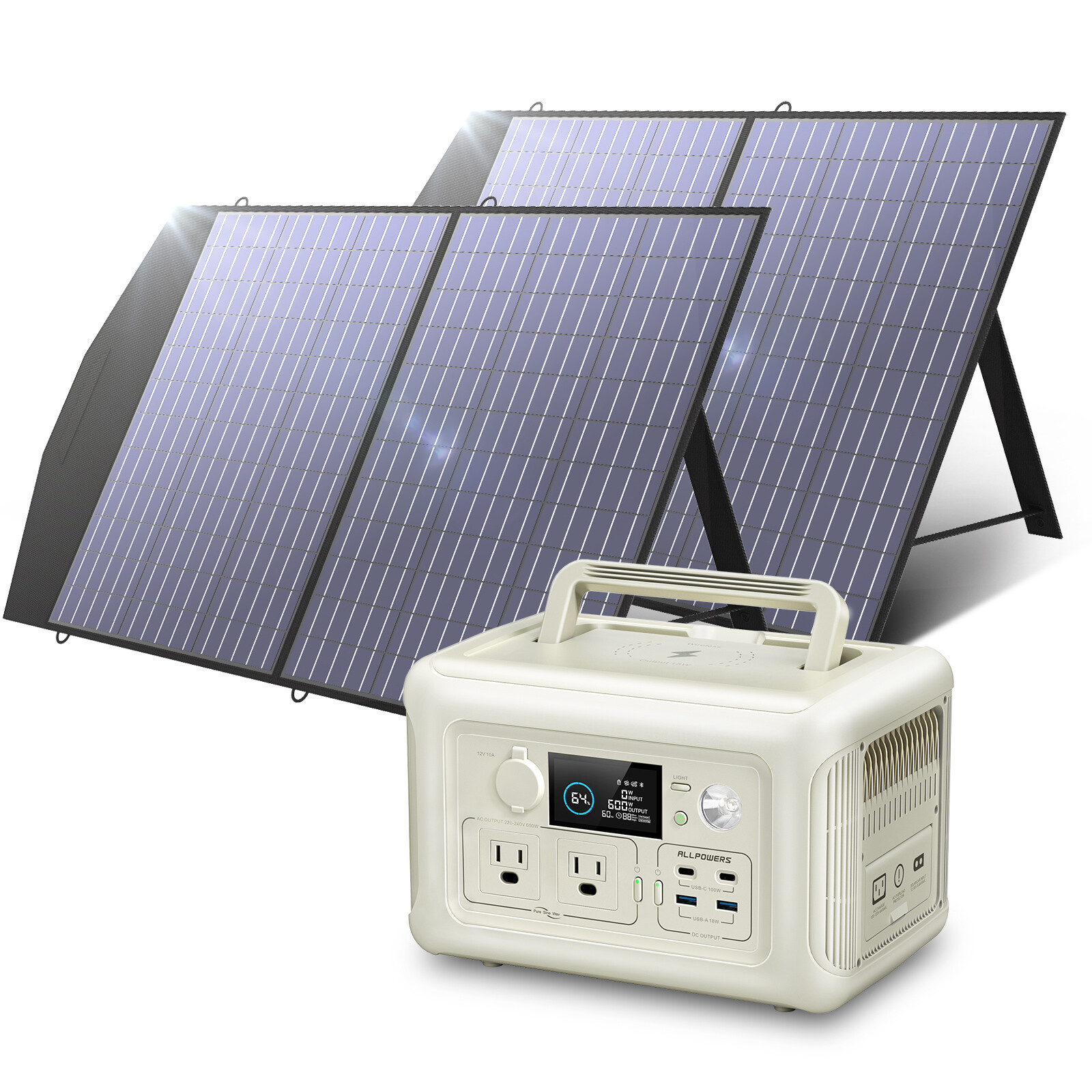 ALLPOWERS 600W Portable Power Station with 200W Solar Panel for outdoor camping