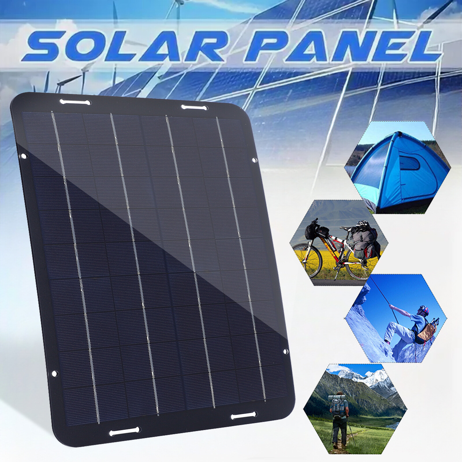 Trickle Charger 22W Solar Panel Kit 12V Battery Charger Maintainer Boat RV Car