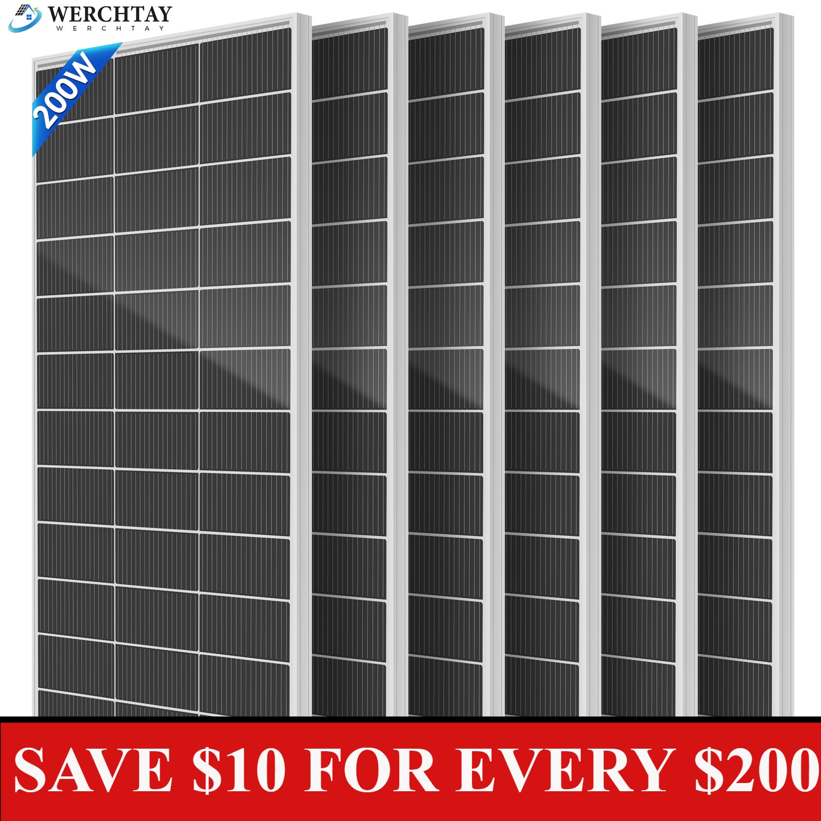 200W 400W 800W Solar Panel Mono 12V Battery Charge RV PV Home Off-Grid Battery