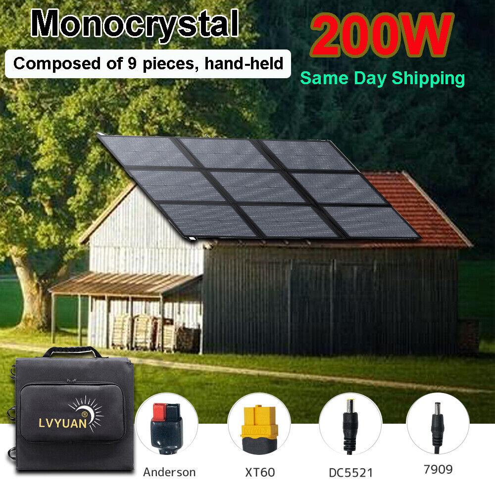 200W Foldable Solar Panel Monocrystalline Charger Power Station for RV Camping