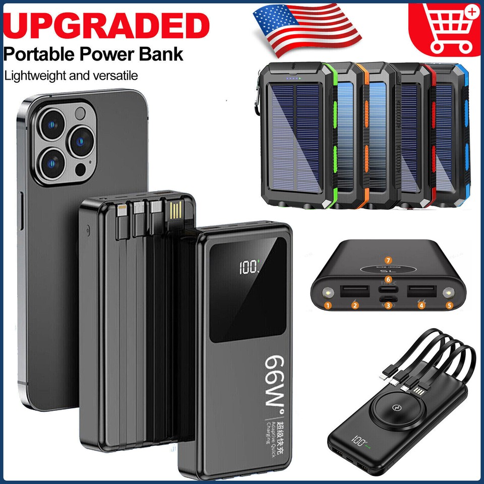 66W 900000mAh Portable Power Bank 4USB External Battery Charger For Cell Phone