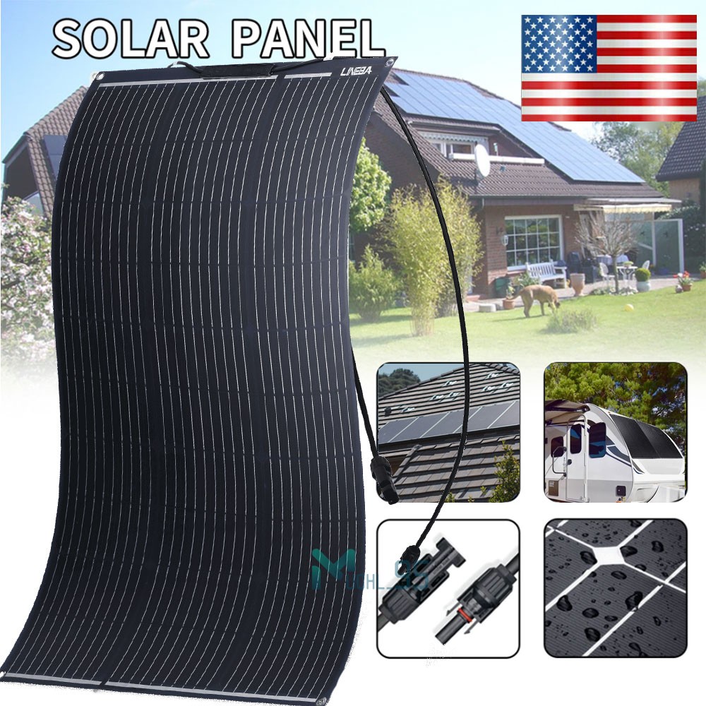 100W Watts Portable Flexible Ultra Thin Solar Panel For RV Roof Home Off-Grid