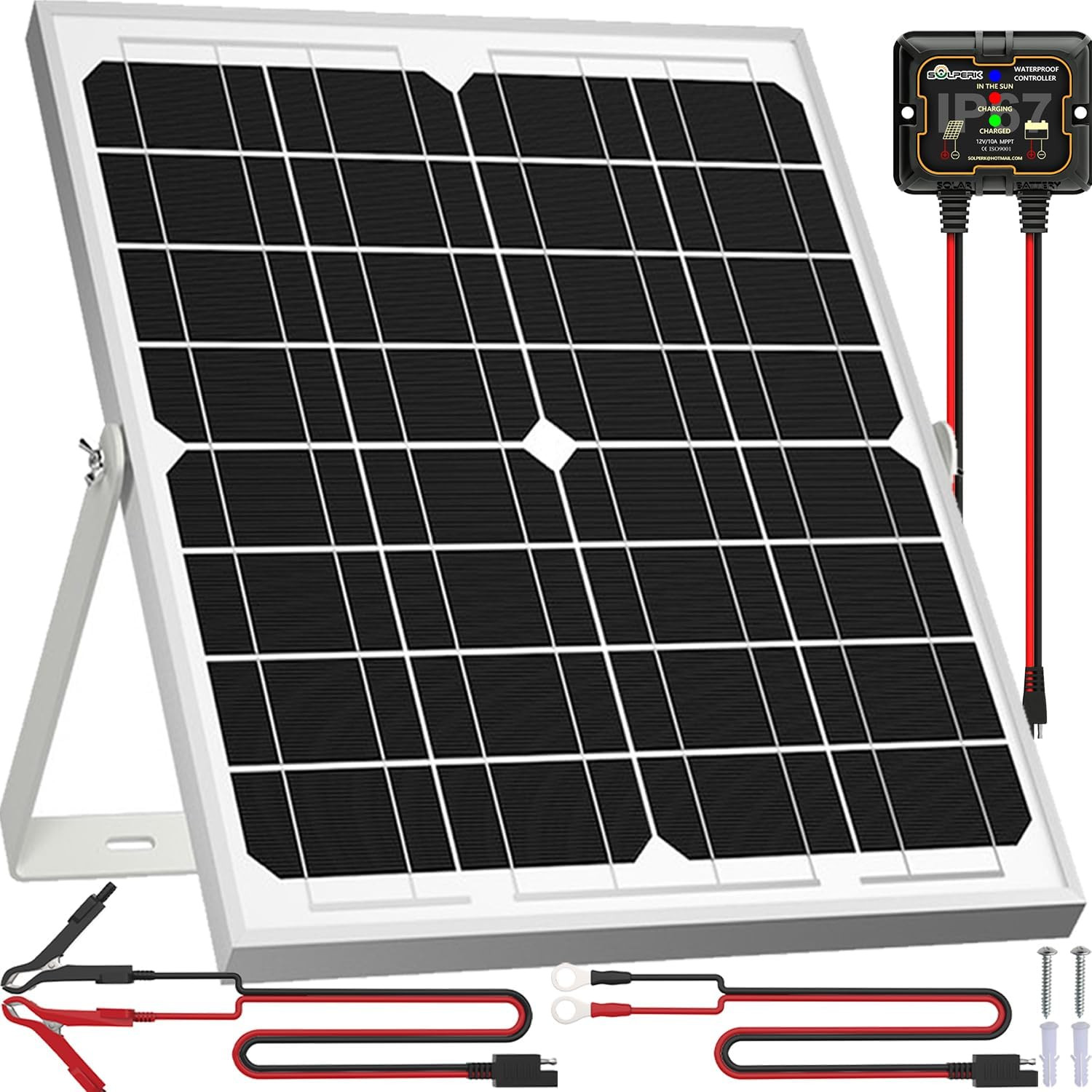 SOLPERK Solar Panel Kit 20W 12V, Solar Battery Trickle Charger Maintainer + Upgr