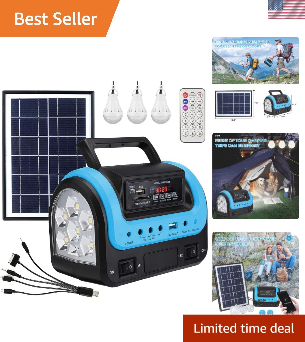 Portable Solar Generator 144W Power Station with Panel Flashlight Emergency C…