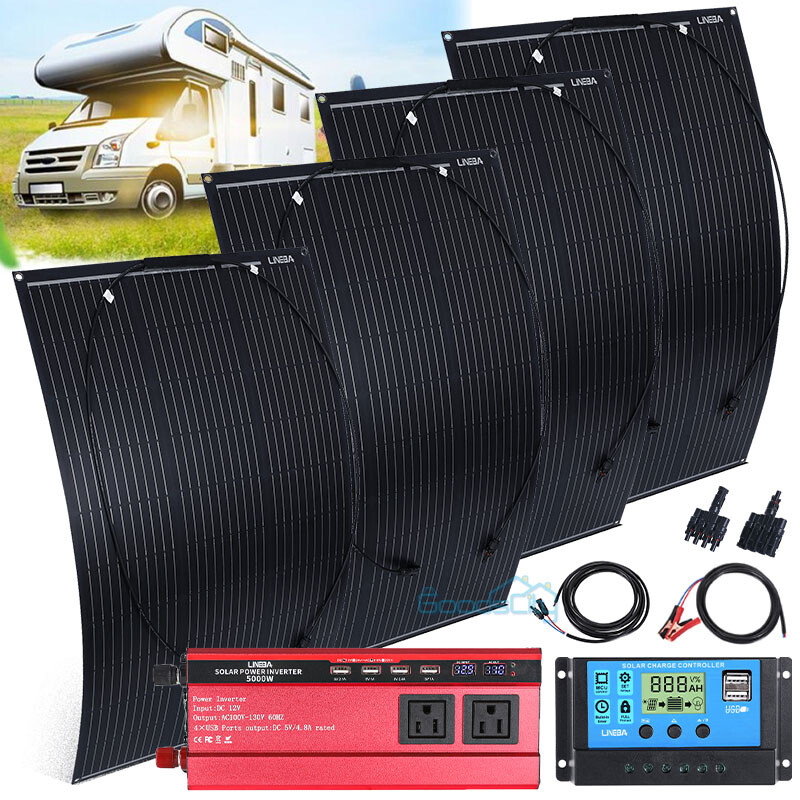 5000W Inverter with Solar Panel Kit and Controller 30A Off Grid For Home Camping