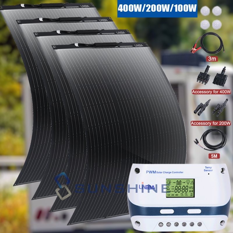 400W Solar Panel Kit 100A 12V Trickle Charger Battery Maintainer w/ Controller
