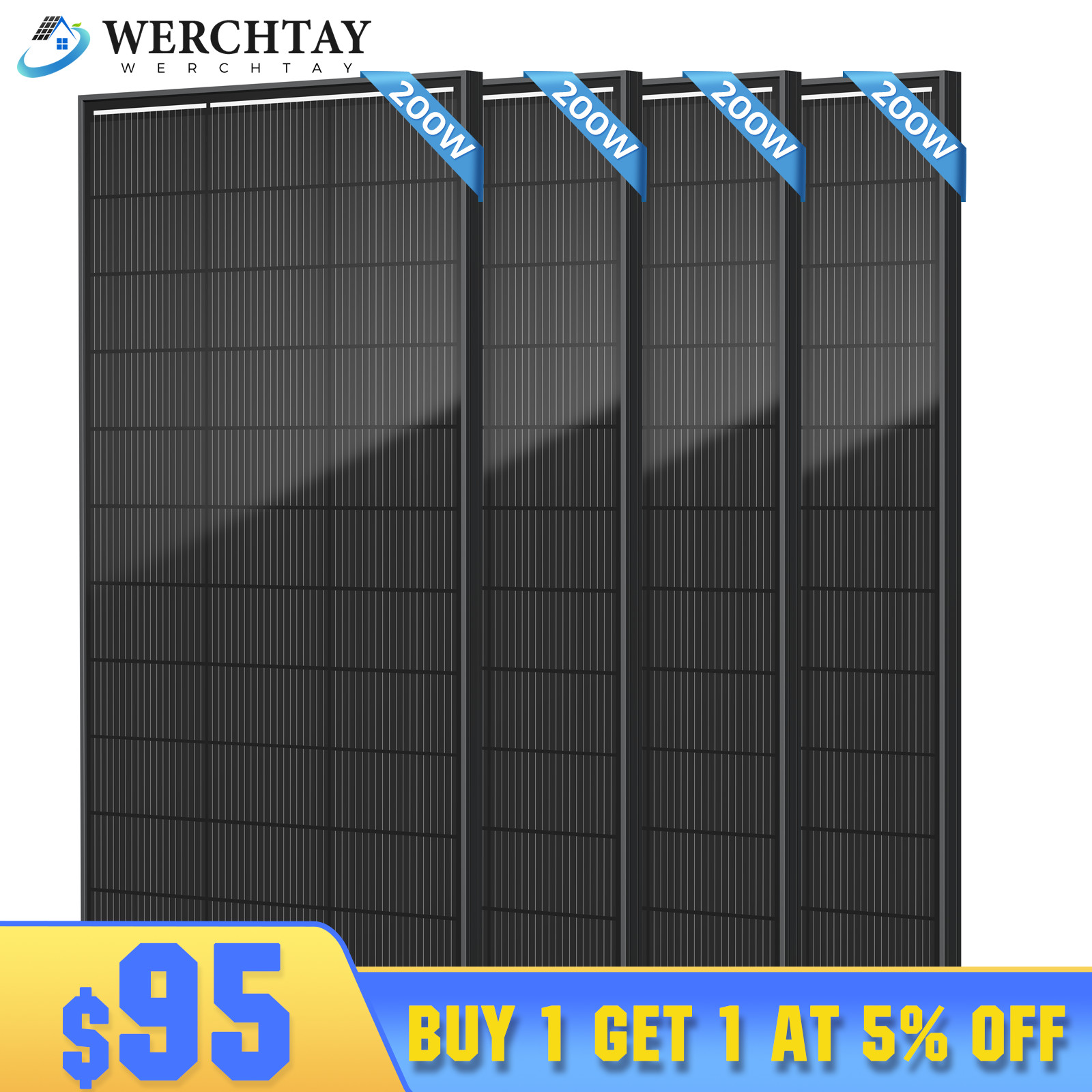 200W 400W 800W 1000W Watt Mono Solar Panel 12V Off-Grid Battery Charger  RV Home