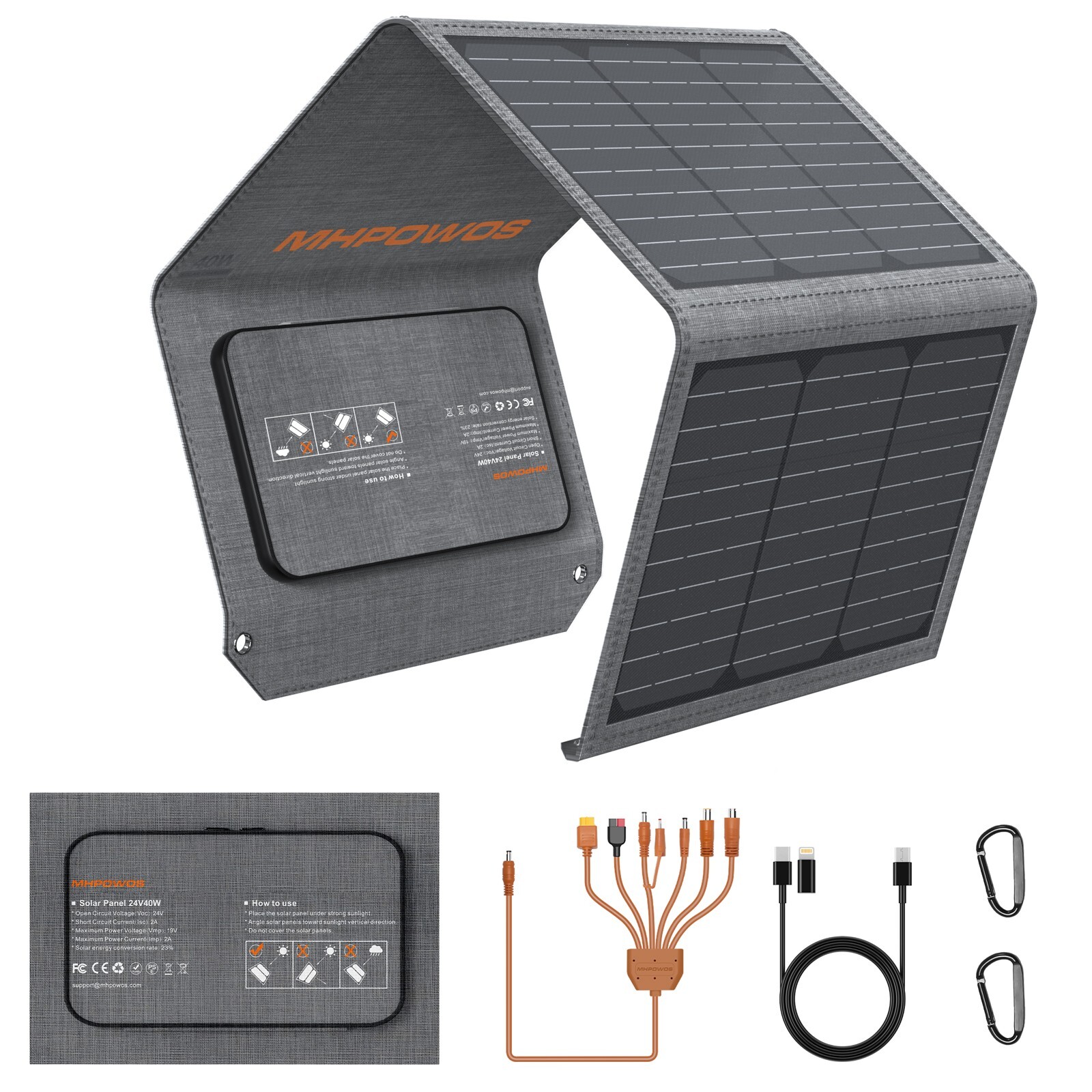 MHPOWOS 40 watt Type C Solar Panel Portable Solar Charger for Anker Power Bank