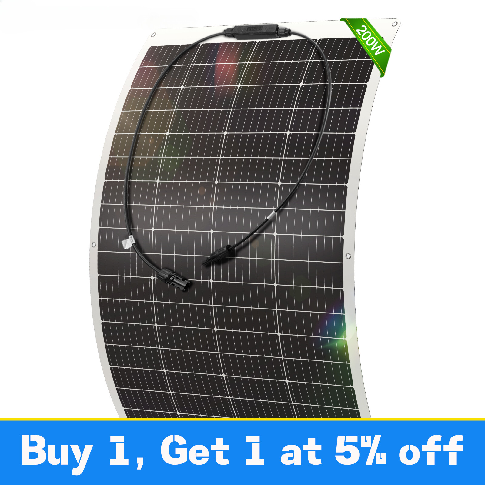 Flexible 200W Mono Solar Panel 12V Power Portable Camping Home RV Battery Charge