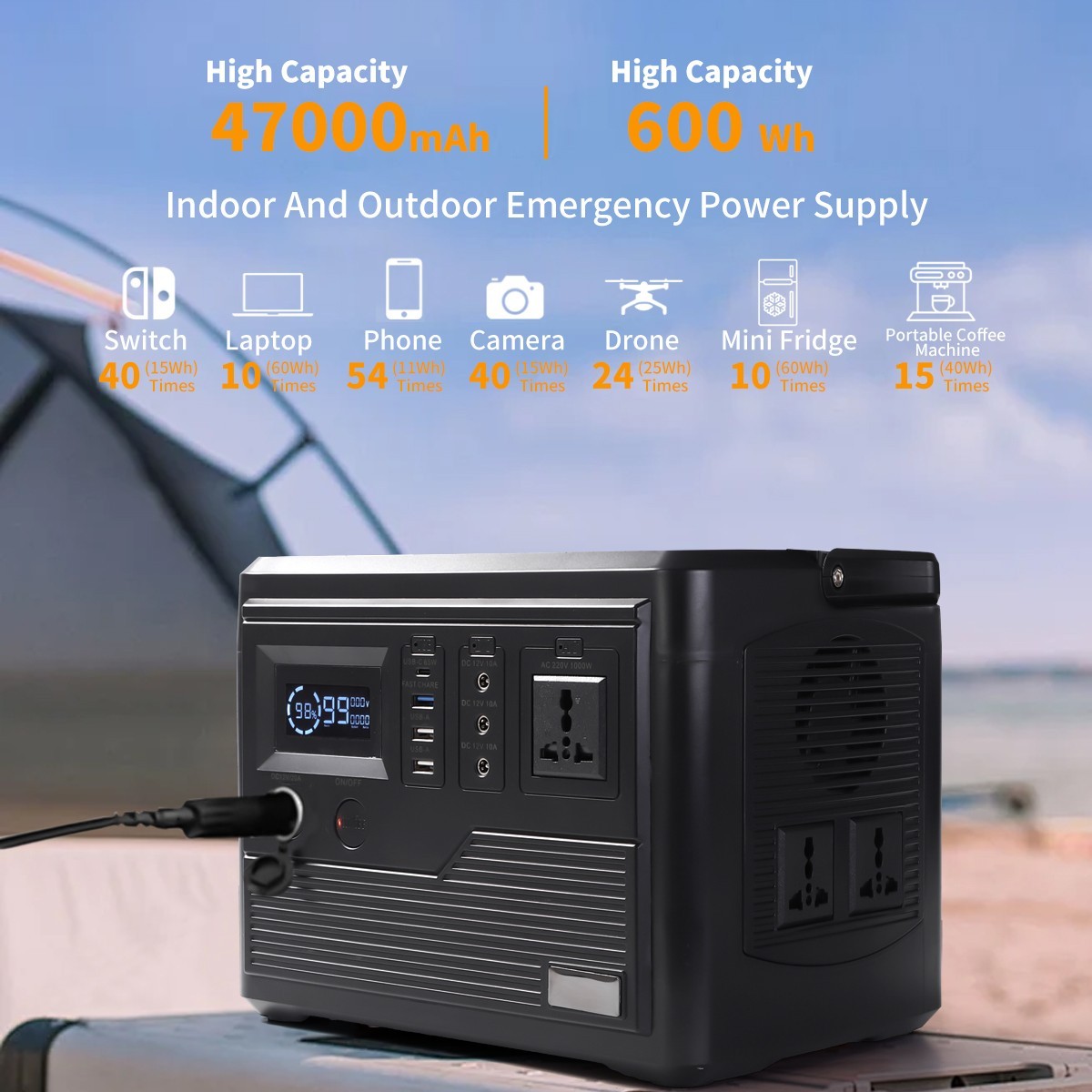 Portable Power Station 600Wh LFP Solar Generator for Camping UL2743 Certified