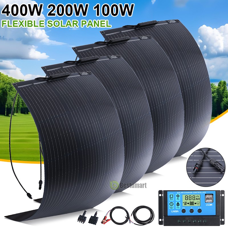 400W Flexible Mono Solar Panel Kit Portable for Camping Home RV Boat Marine Car
