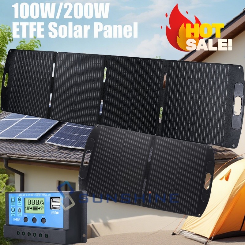 100W 200W Solar Panel Mono Kit 12V/24V Folding Power Station Home RV Off-Grid