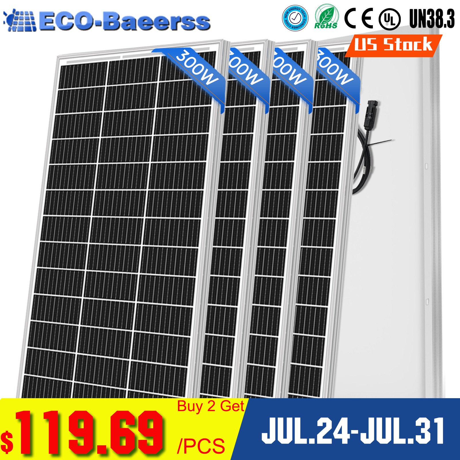 300W 600W 900W 1500W 1800W Solar Panel 12V Charg Off-Grid Battery Power RV Boat